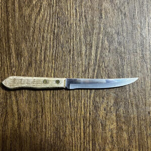 Vtge EKCO Steak Knife Stainless Steel Wooden Handle 8.25"